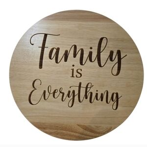 NEW Round Wooden 'Family Is Everything' Engraved Lazy Susan